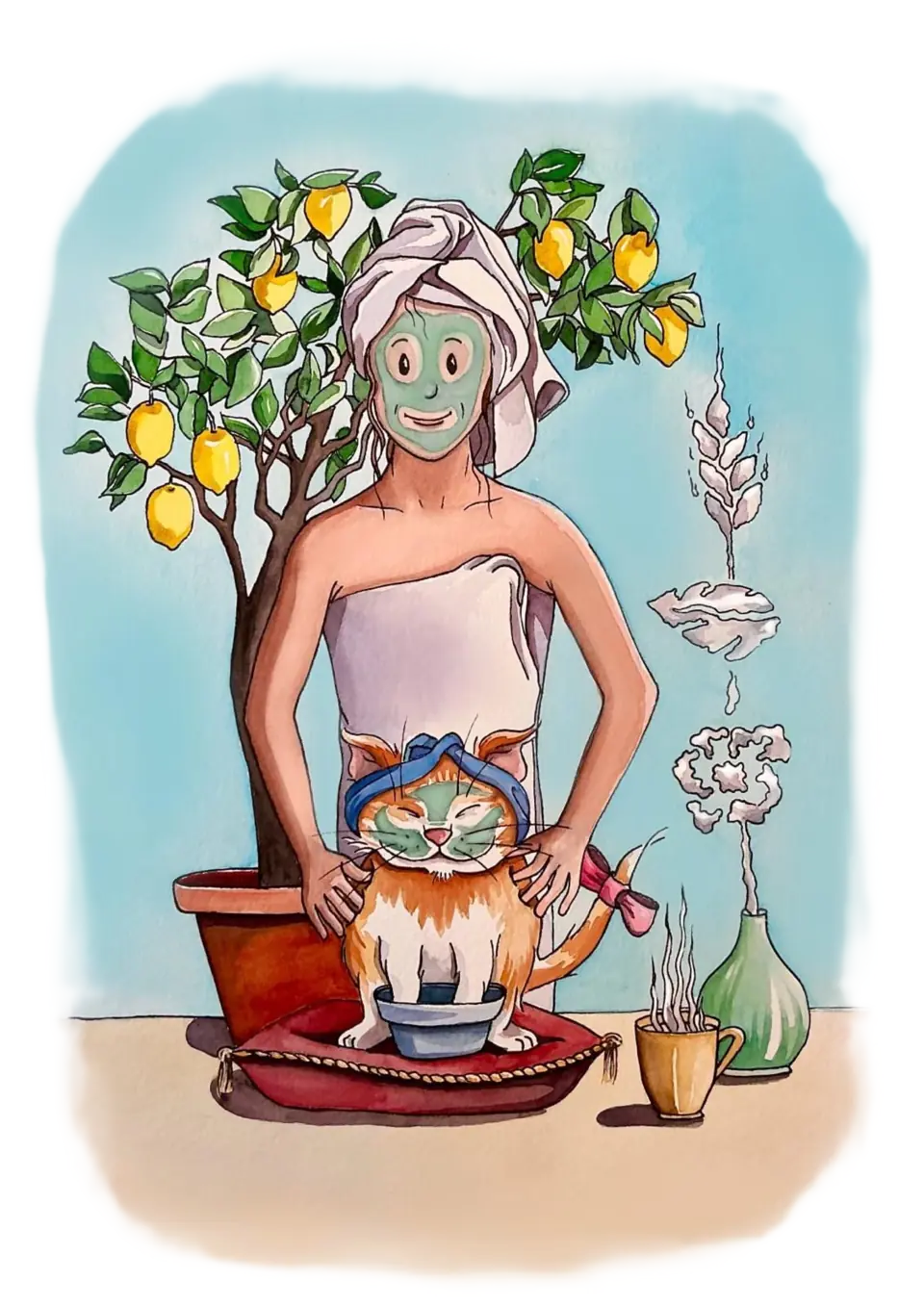 Illustrazione di benessere per persona e animale